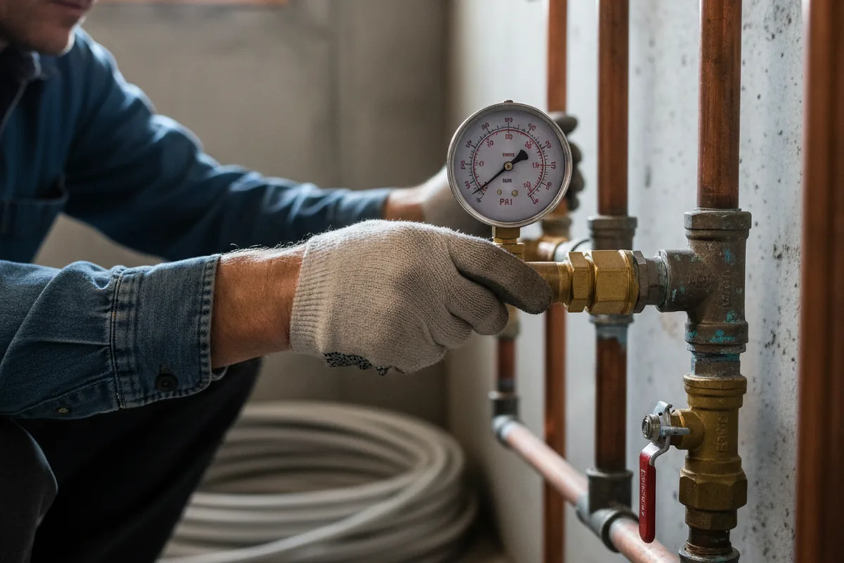 Pressure testing a repaired line during Water Line Repair in East Granby